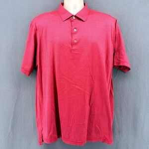 Peter Millar Mens XL Red White Micro Stripe Cotton Polo Shirt MF16K04S